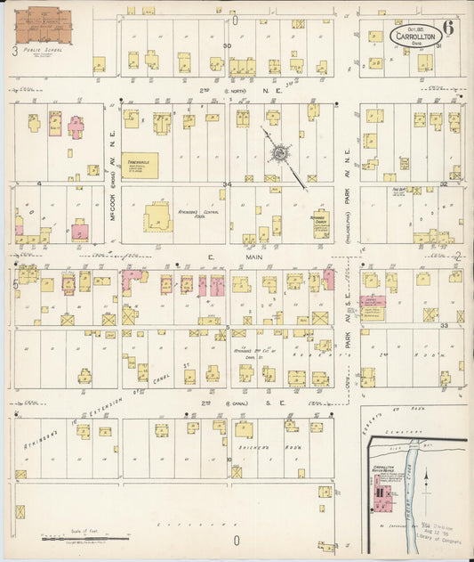 Sanborn Fire Insurance Map from Carrollton, Carroll County, Ohio (1921), Sheet #0006 - Historic Sanborn Fire Insurance Map Print, vintage old map wall art, antique decor, genealogy gift, Ohio Ohio map