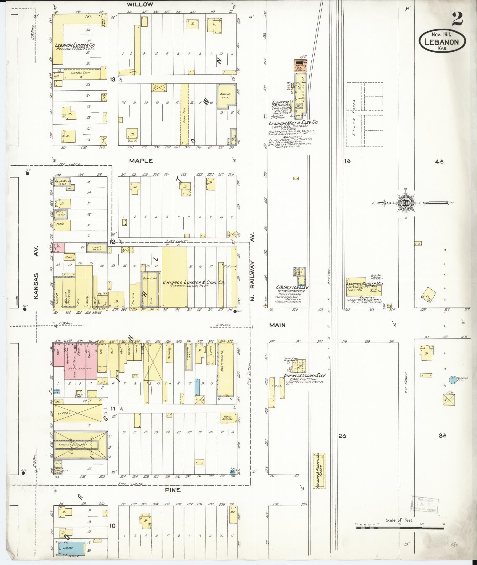 Sanborn Fire Insurance Map from Lebanon, Smith County, Kansas (1911), Sheet #0002 - Complete Map Set gallery image, historic Sanborn map, vintage wall art, Kansas Kansas