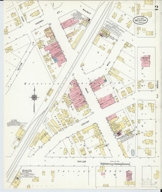 Sanborn Fire Insurance Map from Weston, Wood County, Ohio (1910), Sheet #0002 - Historic Sanborn Fire Insurance Map Print, vintage old map wall art, antique decor, genealogy gift, Ohio Ohio map