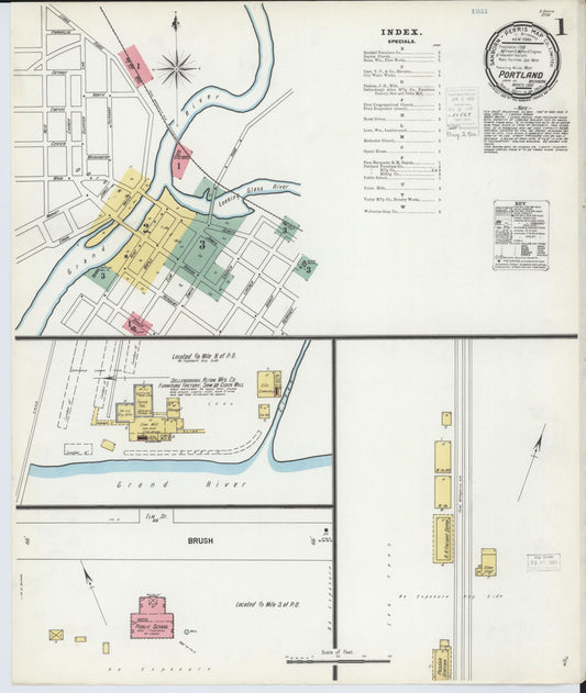 Sanborn Fire Insurance Map from Portland, Ionia County, Michigan (1900), Sheet #0001 - Historic Sanborn Fire Insurance Map Print, vintage old map wall art, antique decor, genealogy gift, Michigan Michigan map