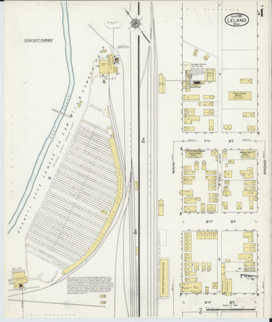 Sanborn Fire Insurance Map from Leland, Washington County, Mississippi (1915), Sheet #0004 - Historic Sanborn Fire Insurance Map Print, vintage old map wall art, antique decor, genealogy gift, Mississippi Mississippi map