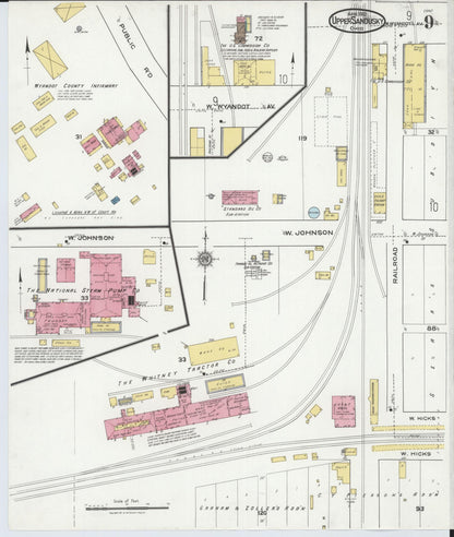 Sanborn Fire Insurance Map from Upper Sandusky, Wyandot County, Ohio (1921), Sheet #0009 - Complete Map Set gallery image, historic Sanborn map, vintage wall art, Ohio Ohio
