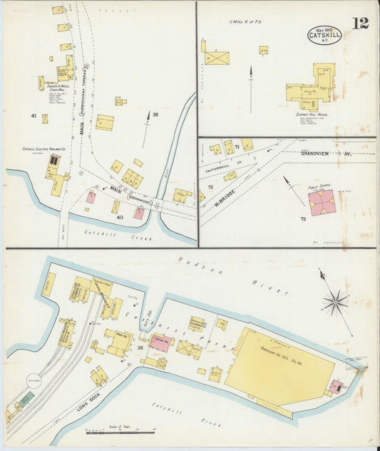 Sanborn Fire Insurance Map from Catskill, Greene County, New York (1903), Sheet #0012 - Historic Sanborn Fire Insurance Map Print, vintage old map wall art, antique decor, genealogy gift, New York New York map