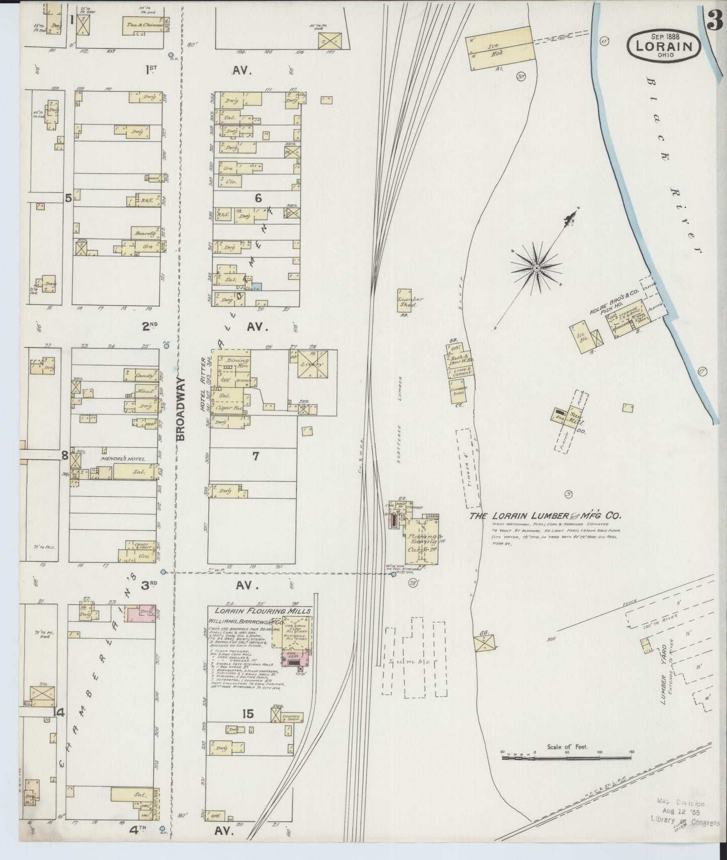 Sanborn Fire Insurance Map from Lorain, Lorain County, Ohio (1888), Sheet #0003 - Complete Map Set gallery image, historic Sanborn map, vintage wall art, Ohio Ohio