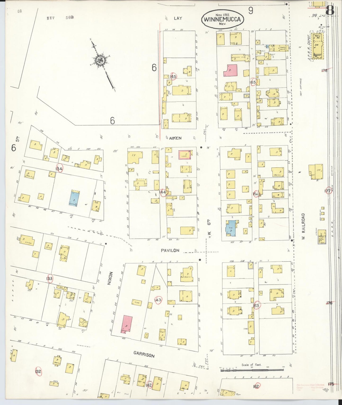 Sanborn Fire Insurance Map from Winnemucca, Humboldt County, Nevada (1943), Sheet #0008 - Complete Map Set gallery image, historic Sanborn map, vintage wall art, Nevada Nevada