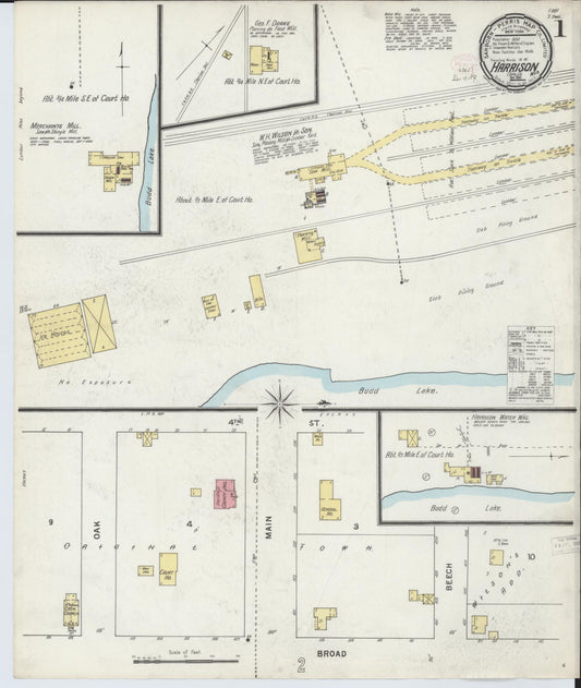 Sanborn Fire Insurance Map from Harrison, Clare County, Michigan (1895), Sheet #0001 - Historic Sanborn Fire Insurance Map Print, vintage old map wall art, antique decor, genealogy gift, Michigan Michigan map