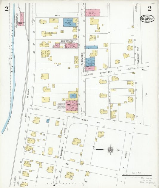 Sanborn Fire Insurance Map from Newport, Cocke County, Tennessee (1927), Sheet #0002 - Historic Sanborn Fire Insurance Map Print, vintage old map wall art, antique decor, genealogy gift, Tennessee Tennessee map