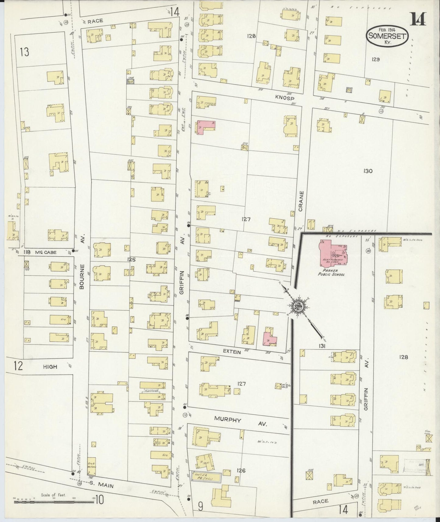 Sanborn Fire Insurance Map from Somerset, Pulaski County, Kentucky (1914), Sheet #0014 - Complete Map Set gallery image, historic Sanborn map, vintage wall art, Kentucky Kentucky