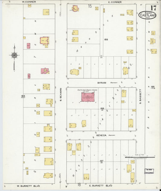 Sanborn Fire Insurance Map from Eastland, Eastland County, Texas (1920), Sheet #0017 - Historic Sanborn Fire Insurance Map Print, vintage old map wall art, antique decor, genealogy gift, Texas Texas map