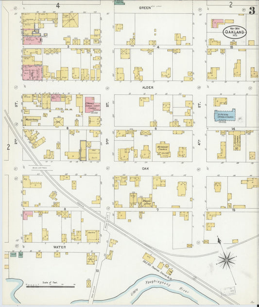 Sanborn Fire Insurance Map from Oakland, Garrett County, Maryland (1904), Sheet #0003 - Historic Sanborn Fire Insurance Map Print, vintage old map wall art, antique decor, genealogy gift, Maryland Maryland map