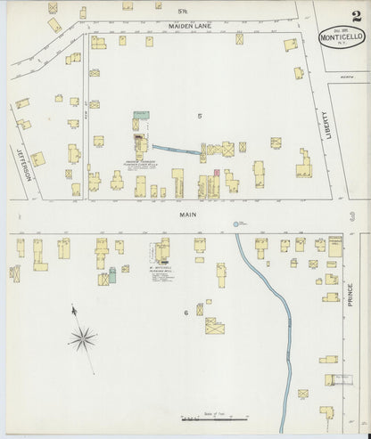 Sanborn Fire Insurance Map from Monticello, Sullivan County, New York (1892), Sheet #0002 - Historic Sanborn Fire Insurance Map Print, vintage old map wall art, antique decor, genealogy gift, New York New York map