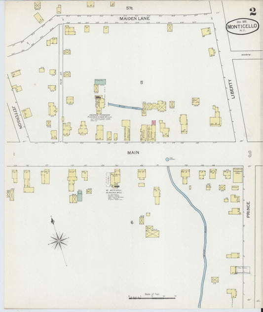 Sanborn Fire Insurance Map from Monticello, Sullivan County, New York (1892), Sheet #0002 - Historic Sanborn Fire Insurance Map Print, vintage old map wall art, antique decor, genealogy gift, New York New York map
