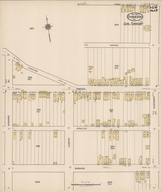 Sanborn Fire Insurance Map from Shamokin, Northumberland County, Pennsylvania (1922), Sheet #0025 - Historic Sanborn Fire Insurance Map Print, vintage old map wall art, antique decor, genealogy gift, Pennsylvania Pennsylvania map