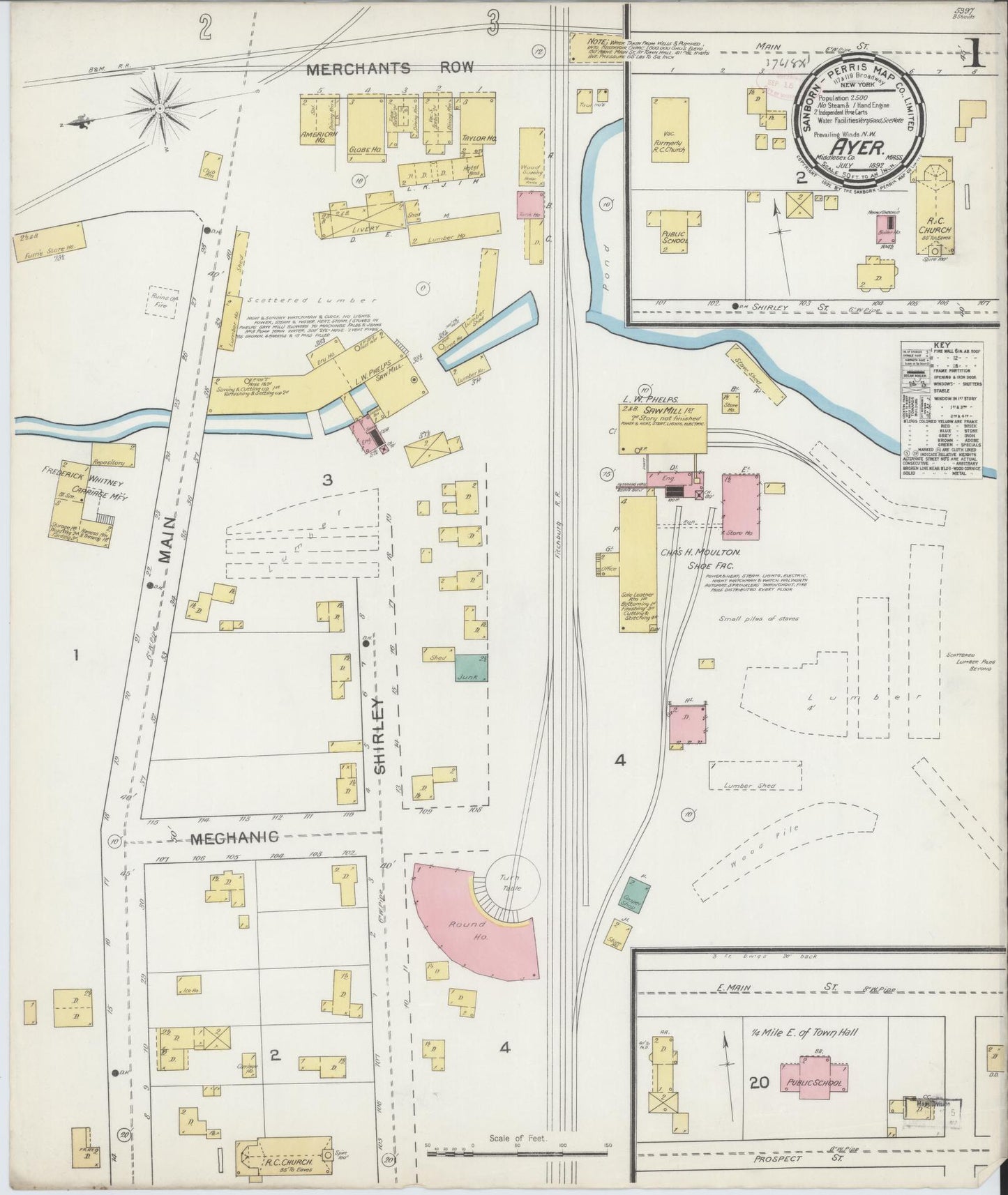 Sanborn Fire Insurance Map from Ayer, Middlesex County, Massachusetts (1892), Sheet #0001 - Complete Map Set gallery image, historic Sanborn map, vintage wall art, Massachusetts Massachusetts