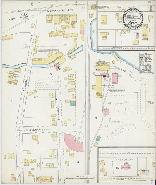 Sanborn Fire Insurance Map from Ayer, Middlesex County, Massachusetts (1892), Sheet #0001 - Complete Map Set gallery image, historic Sanborn map, vintage wall art, Massachusetts Massachusetts