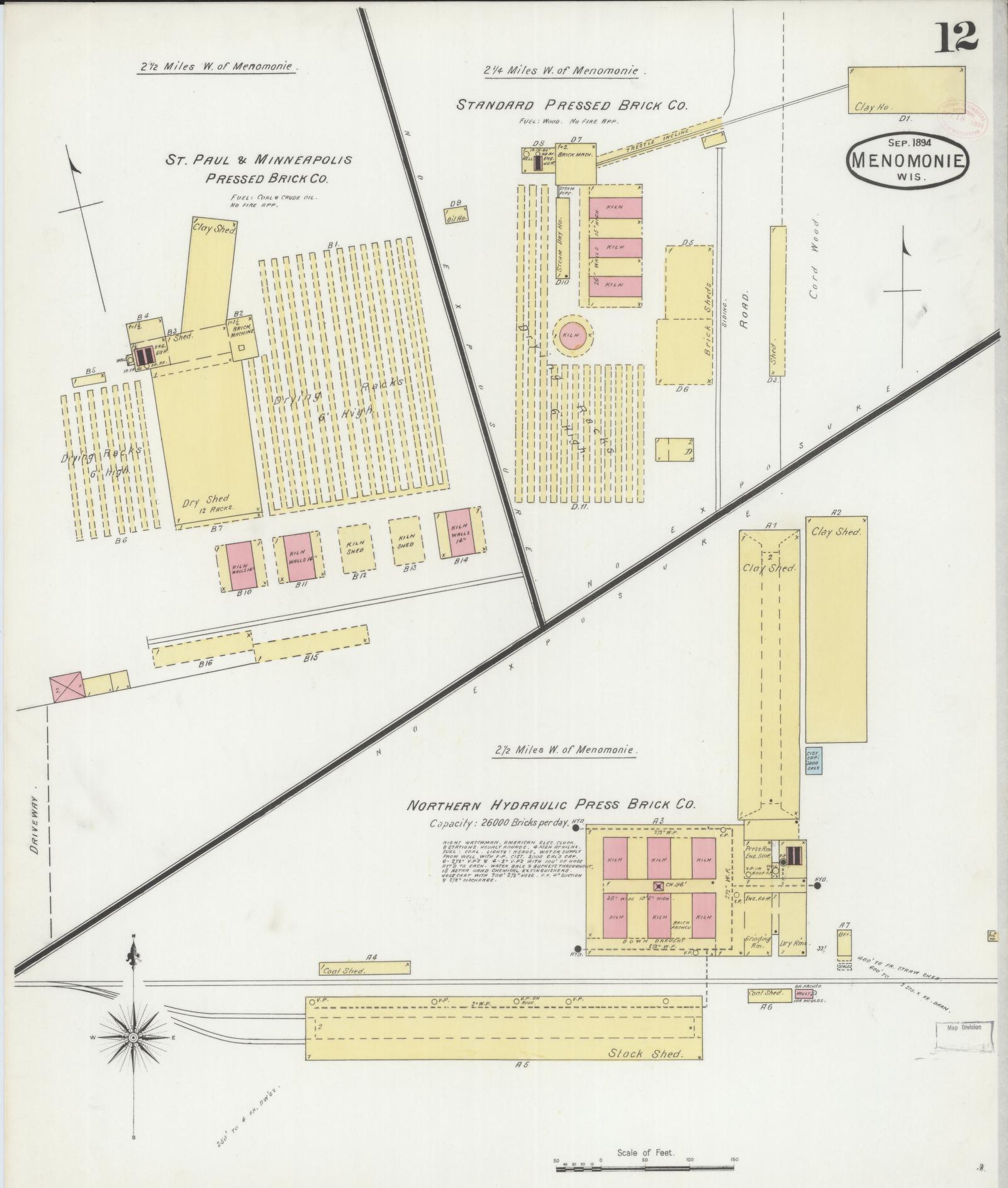 Sanborn Fire Insurance Map from Menomonie, Dunn County, Wisconsin (1894), Sheet #0012 - Complete Map Set gallery image, historic Sanborn map, vintage wall art, Wisconsin Wisconsin