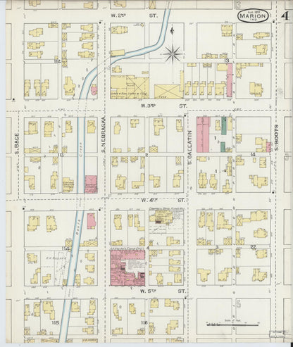 Sanborn Fire Insurance Map from Marion, Grant County, Indiana (1893), Sheet #0004 - Historic Sanborn Fire Insurance Map Print, vintage old map wall art, antique decor, genealogy gift, Indiana Indiana map