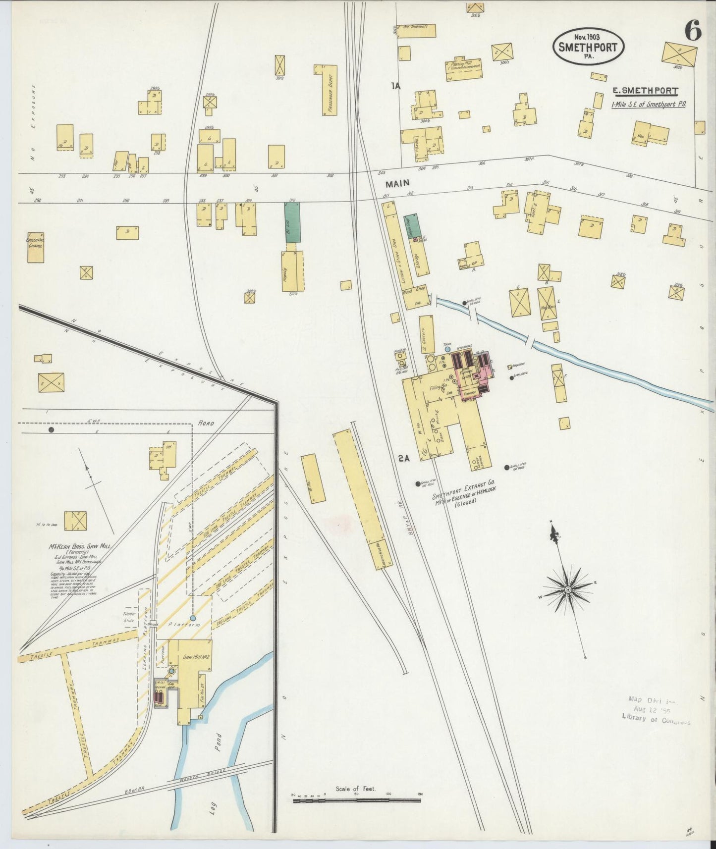 Sanborn Fire Insurance Map from Smethport, McKean County, Pennsylvania (1903), Sheet #0006 - Complete Map Set gallery image, historic Sanborn map, vintage wall art, Pennsylvania Pennsylvania