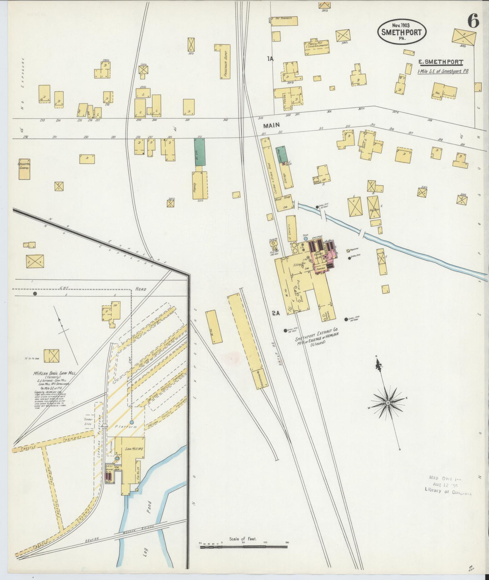 Sanborn Fire Insurance Map from Smethport, McKean County, Pennsylvania (1903), Sheet #0006 - Complete Map Set gallery image, historic Sanborn map, vintage wall art, Pennsylvania Pennsylvania