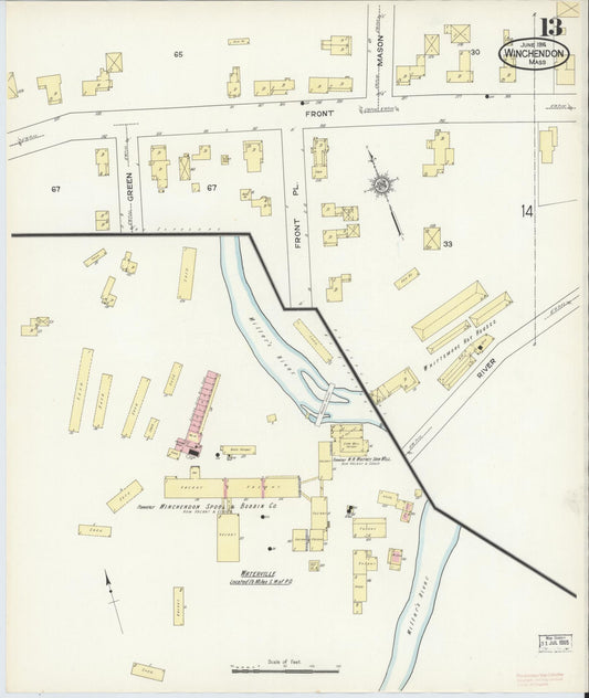Sanborn Fire Insurance Map from Winchendon, Worcester County, Massachusetts (1914), Sheet #0013 - Historic Sanborn Fire Insurance Map Print, vintage old map wall art, antique decor, genealogy gift, Massachusetts Massachusetts map