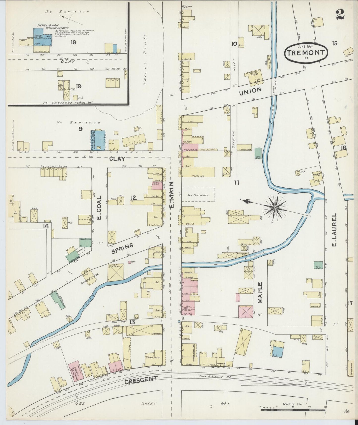 Sanborn Fire Insurance Map from Tremont, Schuylkill County, Pennsylvania (1891), Sheet #0002 - Complete Map Set gallery image, historic Sanborn map, vintage wall art, Pennsylvania Pennsylvania