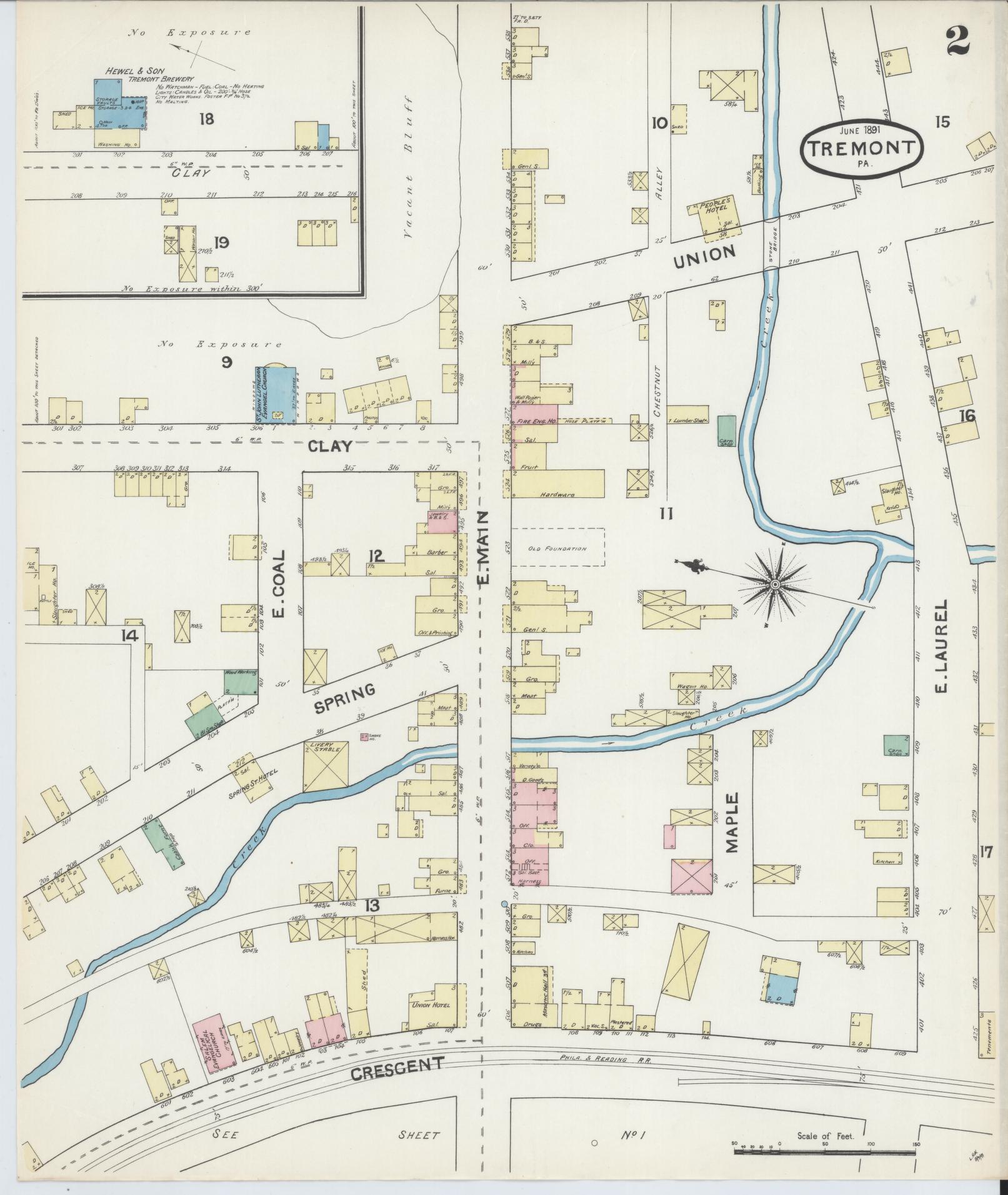 Sanborn Fire Insurance Map from Tremont, Schuylkill County, Pennsylvania (1891), Sheet #0002 - Complete Map Set gallery image, historic Sanborn map, vintage wall art, Pennsylvania Pennsylvania