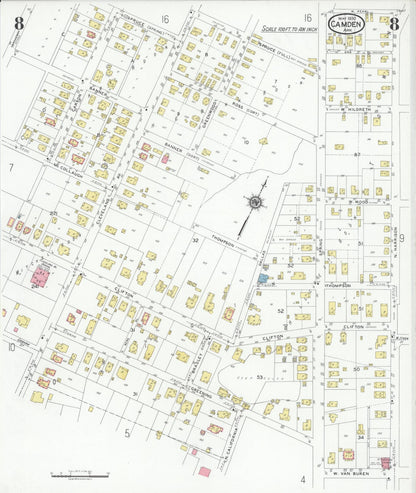 Sanborn Fire Insurance Map from Camden, Ouachita County, Arkansas (1930), Sheet #0008 - Complete Map Set gallery image, historic Sanborn map, vintage wall art, Arkansas Arkansas