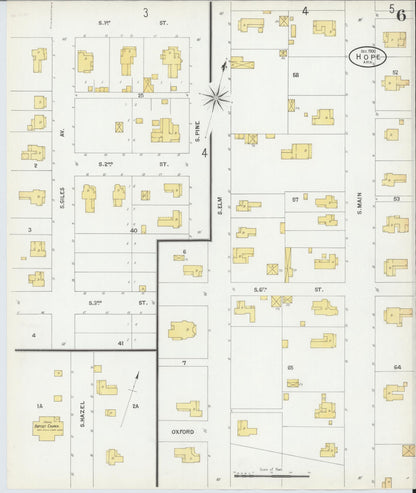 Sanborn Fire Insurance Map from Hope, Hempstead County, Arkansas (1900), Sheet #0006 - Complete Map Set gallery image, historic Sanborn map, vintage wall art, Arkansas Arkansas