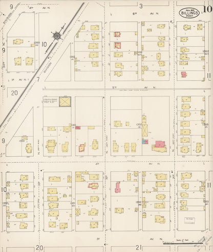 Sanborn Fire Insurance Map from Billings, Yellowstone County, Montana (1912), Sheet #0010 - Complete Map Set gallery image, historic Sanborn map, vintage wall art, Montana Montana