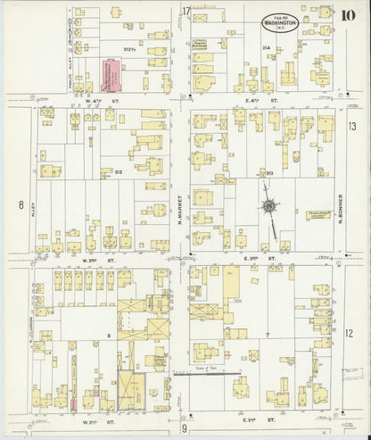 Sanborn Fire Insurance Map from Washington, Beaufort County, North Carolina (1911), Sheet #0010 - Historic Sanborn Fire Insurance Map Print, vintage old map wall art, antique decor, genealogy gift, North Carolina North Carolina map