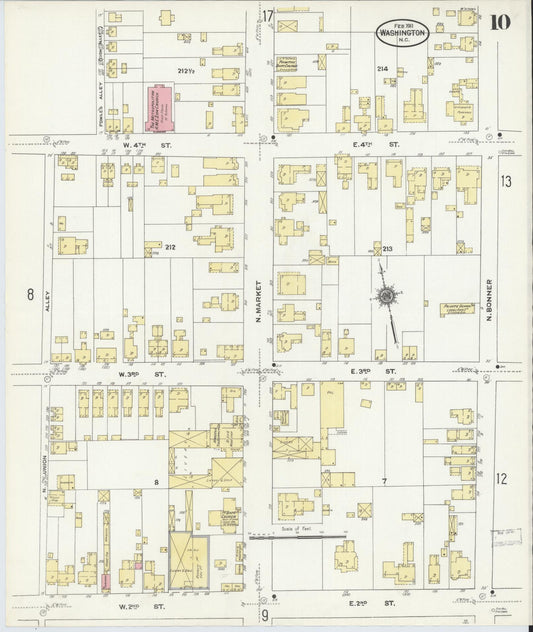 Sanborn Fire Insurance Map from Washington, Beaufort County, North Carolina (1911), Sheet #0010 - Historic Sanborn Fire Insurance Map Print, vintage old map wall art, antique decor, genealogy gift, North Carolina North Carolina map