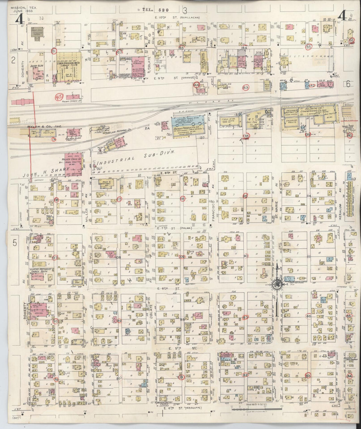 Sanborn Fire Insurance Map from Mission, Hidalgo County, Texas (1949), Sheet #0004 - Historic Sanborn Fire Insurance Map Print, vintage old map wall art, antique decor, genealogy gift, Texas Texas map