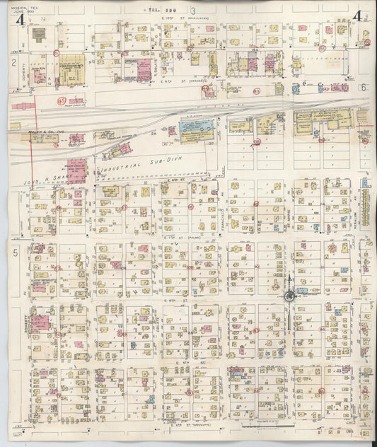 Sanborn Fire Insurance Map from Mission, Hidalgo County, Texas (1949), Sheet #0004 - Historic Sanborn Fire Insurance Map Print, vintage old map wall art, antique decor, genealogy gift, Texas Texas map