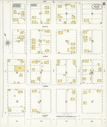 Sanborn Fire Insurance Map from Kelso, Cowlitz County, Washington (1908), Sheet #0006 - Complete Map Set gallery image, historic Sanborn map, vintage wall art, Washington Washington