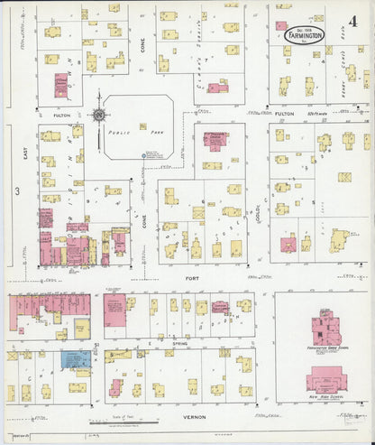Sanborn Fire Insurance Map from Farmington, Fulton County, Illinois (1918), Sheet #0004 - Historic Sanborn Fire Insurance Map Print, vintage old map wall art, antique decor, genealogy gift, Illinois Illinois map