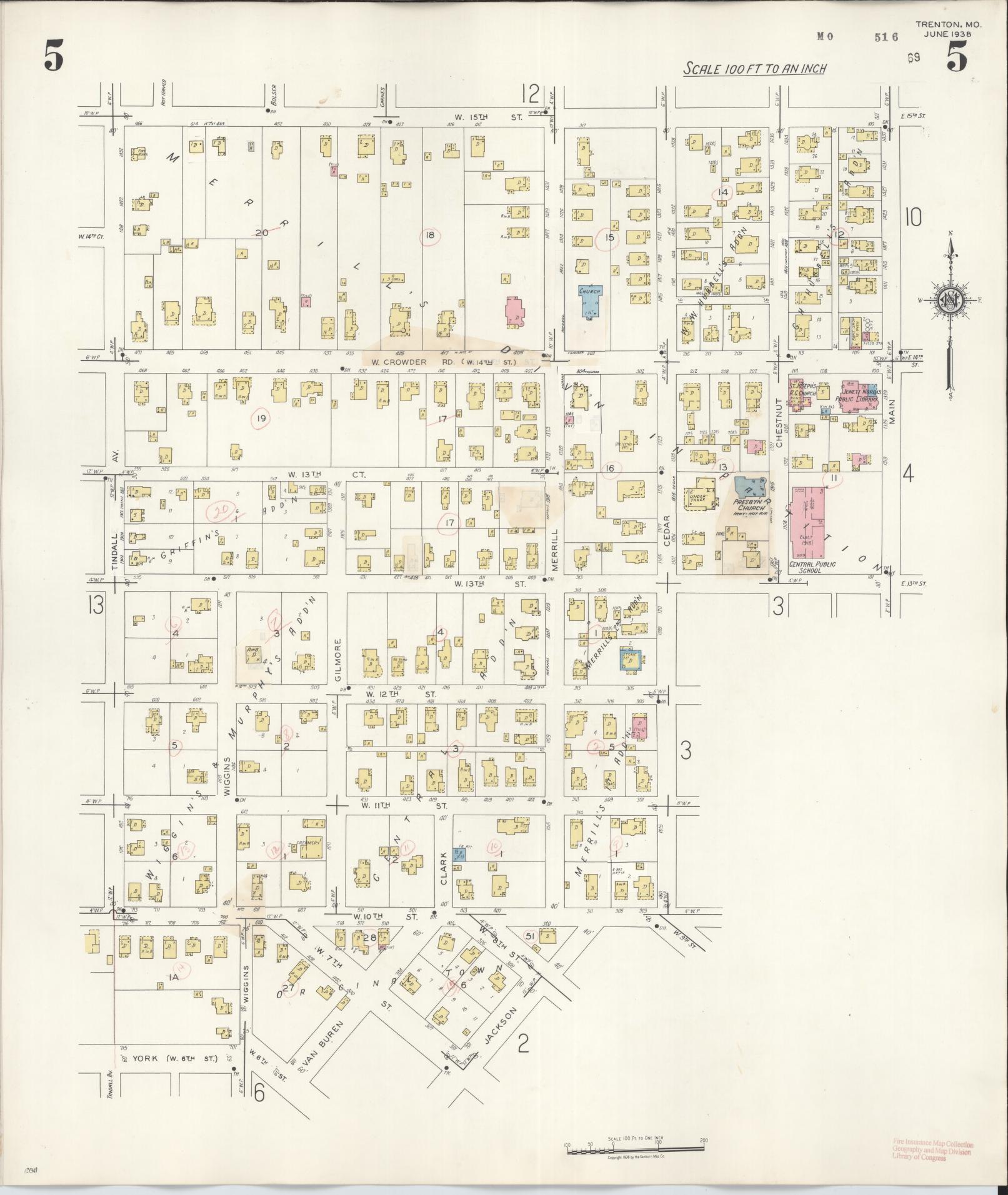 Sanborn Fire Insurance Map from Trenton, Grundy County, Missouri (1948), Sheet #0005 - Historic Sanborn Fire Insurance Map Print, vintage old map wall art, antique decor, genealogy gift, Missouri Missouri map