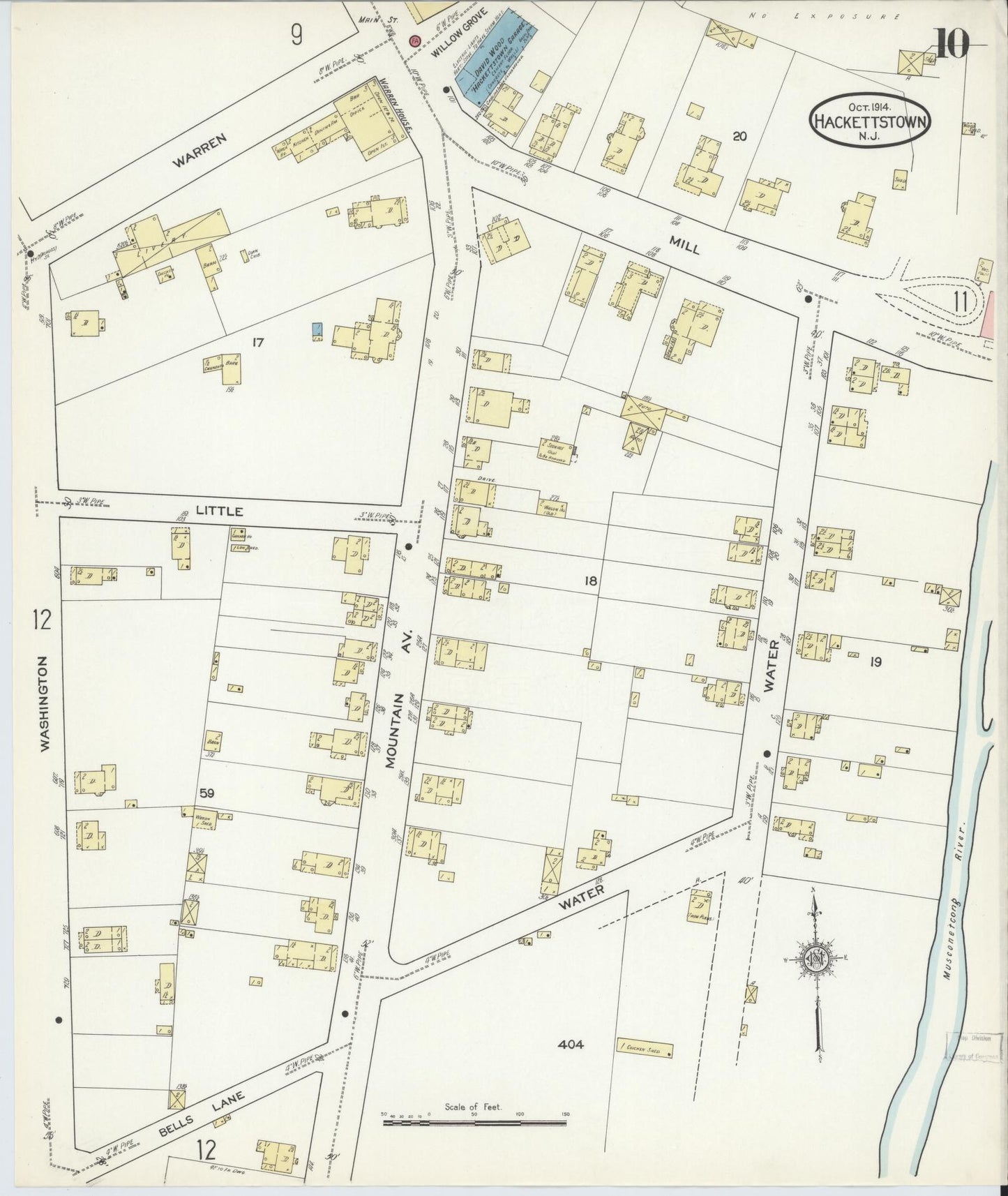 Sanborn Fire Insurance Map from Hackettstown, Warren County, New Jersey (1914), Sheet #0010 - Complete Map Set gallery image, historic Sanborn map, vintage wall art, New Jersey New Jersey