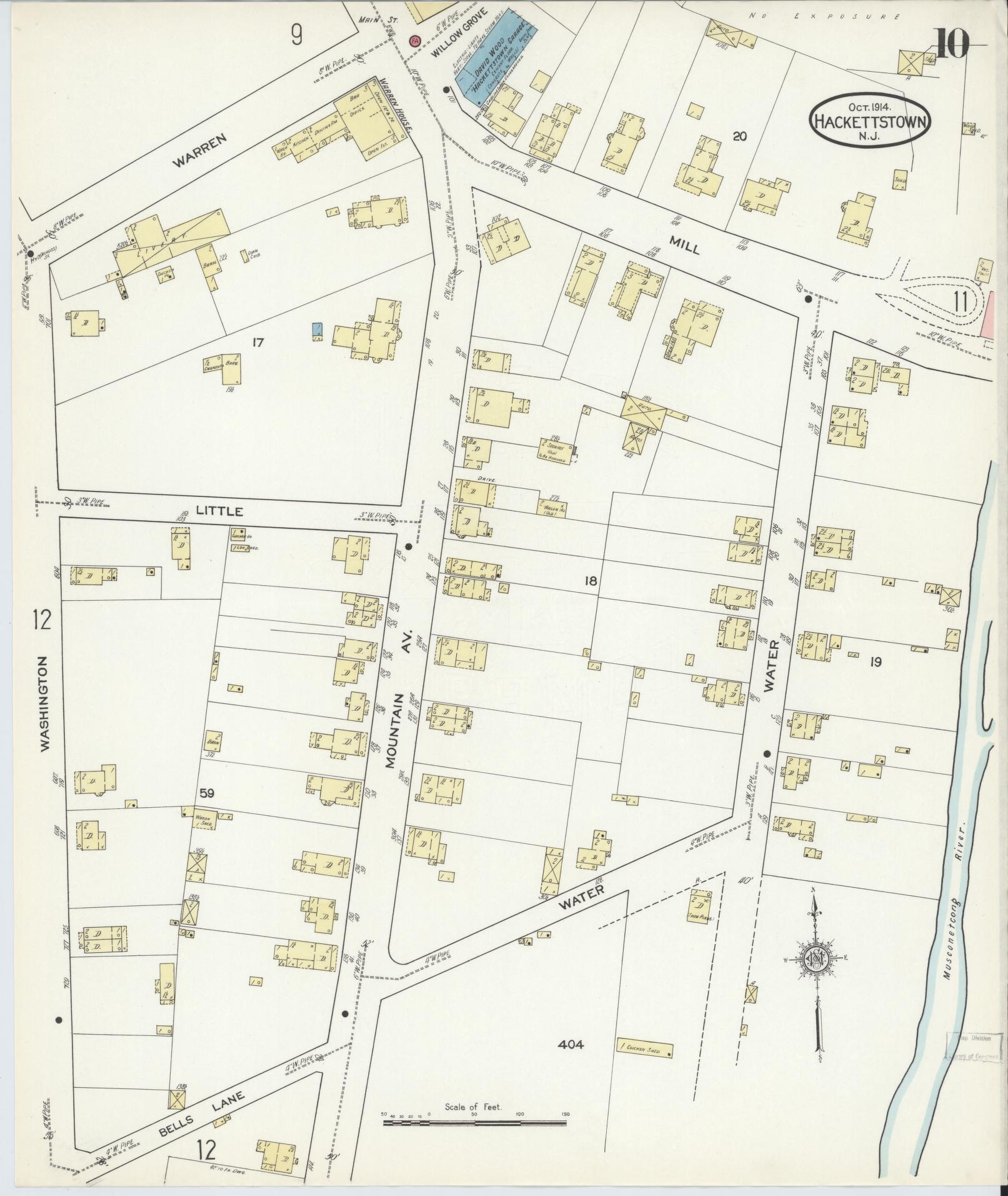 Sanborn Fire Insurance Map from Hackettstown, Warren County, New Jersey (1914), Sheet #0010 - Complete Map Set gallery image, historic Sanborn map, vintage wall art, New Jersey New Jersey