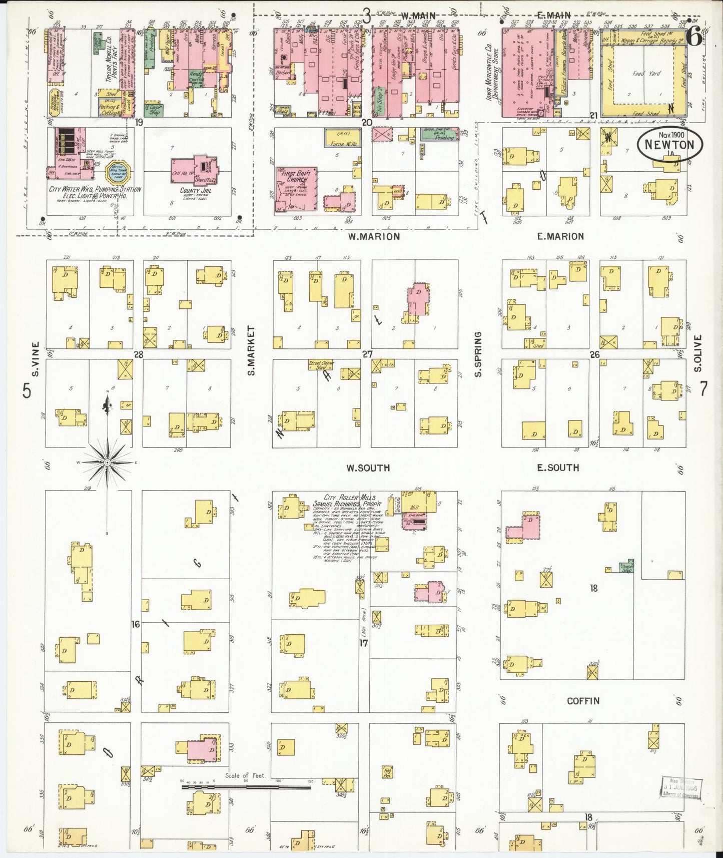 Sanborn Fire Insurance Map from Newton, Jasper County, Iowa (1900), Sheet #0006 - Historic Sanborn Fire Insurance Map Print