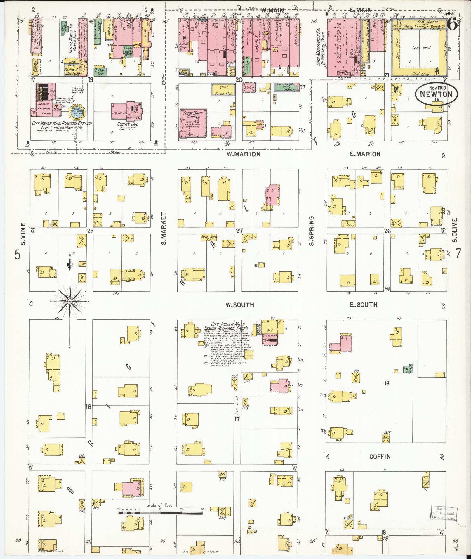 Sanborn Fire Insurance Map from Newton, Jasper County, Iowa (1900), Sheet #0006 - Historic Sanborn Fire Insurance Map Print