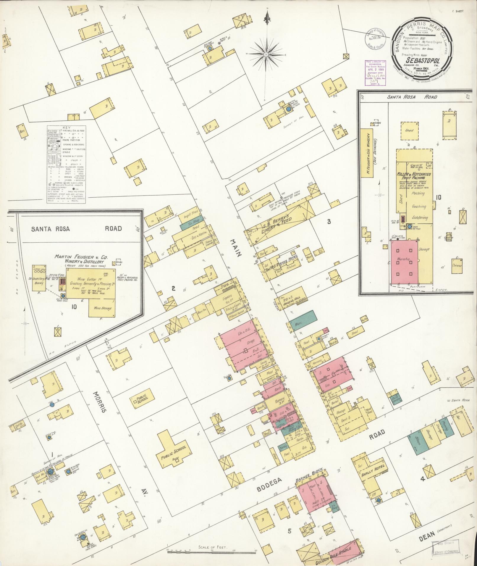 Sanborn Fire Insurance Map from Sebastopol, Sonoma County, California. (1901) – Historic Sanborn Fire Insurance Map Print
