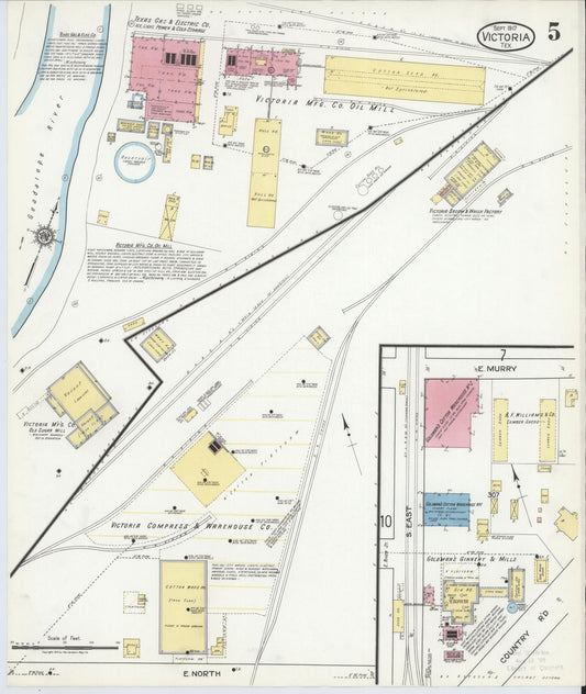 Sanborn Fire Insurance Map from Victoria, Victoria County, Texas (1917), Sheet #0005 - Historic Sanborn Fire Insurance Map Print, vintage old map wall art, antique decor, genealogy gift, Texas Texas map