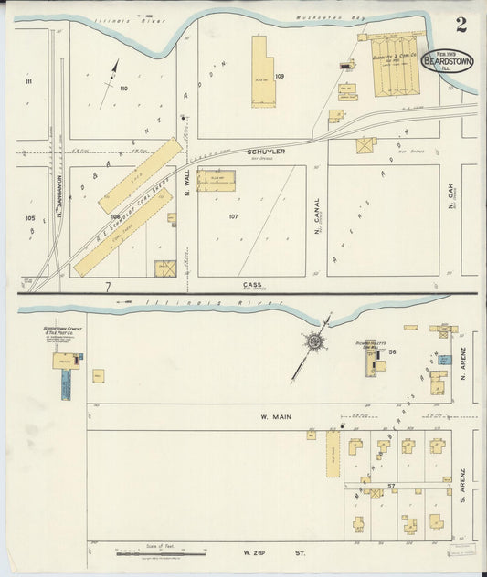 Sanborn Fire Insurance Map from Beardstown, Cass County, Illinois (1919), Sheet #0002 - Historic Sanborn Fire Insurance Map Print, vintage old map wall art, antique decor, genealogy gift, Illinois Illinois map