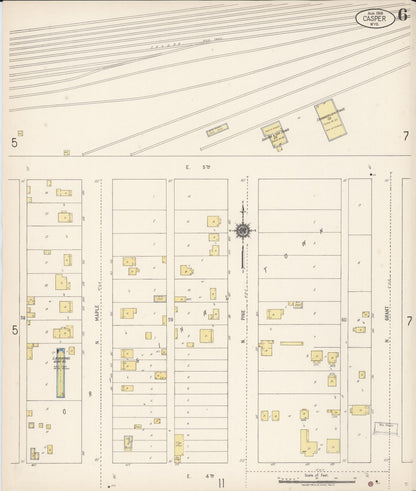 Sanborn Fire Insurance Map from Casper, Natrona County, Wyoming (1918), Sheet #0006 - Complete Map Set gallery image, historic Sanborn map, vintage wall art, Wyoming Wyoming