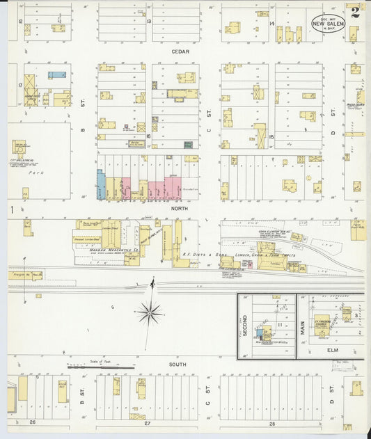 Sanborn Fire Insurance Map from New Salem, Morton County, North Dakota (1908), Sheet #0002 - Historic Sanborn Fire Insurance Map Print, vintage old map wall art, antique decor, genealogy gift, North Dakota North Dakota map