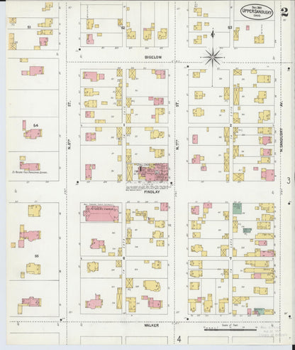 Sanborn Fire Insurance Map from Upper Sandusky, Wyandot County, Ohio (1902), Sheet #0002 - Complete Map Set gallery image, historic Sanborn map, vintage wall art, Ohio Ohio