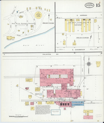 Sanborn Fire Insurance Map from Dixon, Lee County, Illinois (1918), Sheet #0015 - Complete Map Set gallery image, historic Sanborn map, vintage wall art, Illinois Illinois