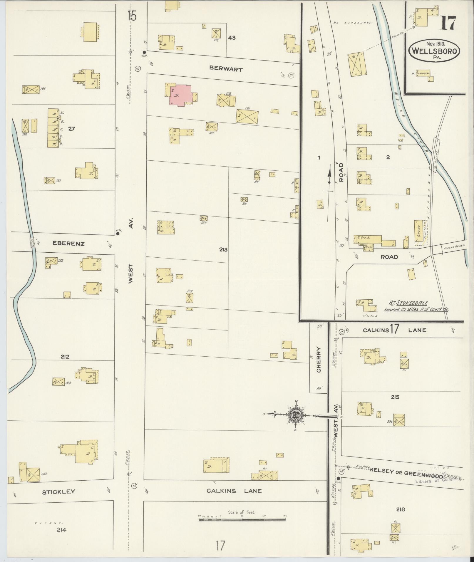 Sanborn Fire Insurance Map from Wellsboro, Tioga County, Pennsylvania (1910), Sheet #0017 - Complete Map Set gallery image, historic Sanborn map, vintage wall art, Pennsylvania Pennsylvania