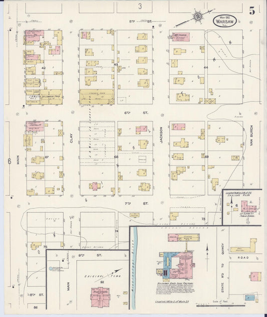 Sanborn Fire Insurance Map from Warsaw, Hancock County, Illinois (1912), Sheet #0005 - Historic Sanborn Fire Insurance Map Print, vintage old map wall art, antique decor, genealogy gift, Illinois Illinois map