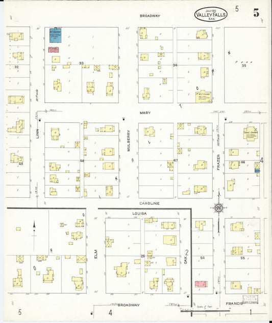 Sanborn Fire Insurance Map from Valley Falls, Jefferson County, Kansas (1913), Sheet #0005 - Historic Sanborn Fire Insurance Map Print, vintage old map wall art, antique decor, genealogy gift, Kansas Kansas map